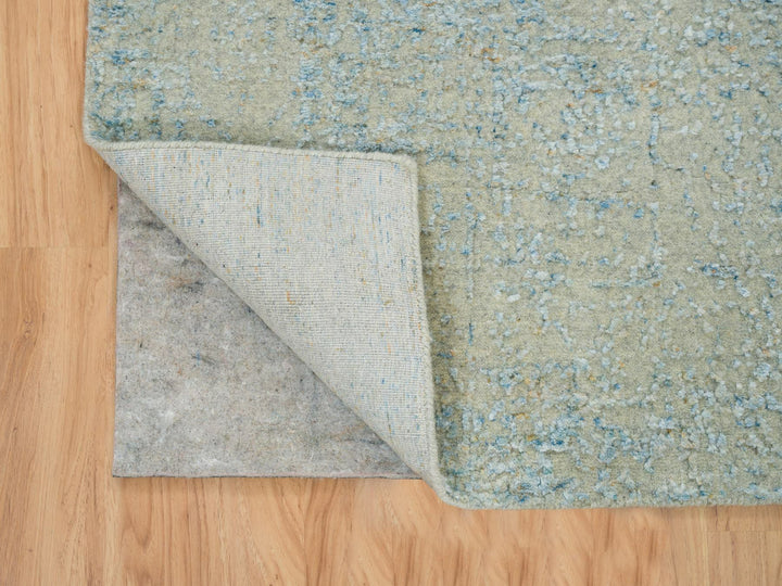 2'6" x 12'0" New Hand Loomed Grey Wool & Silk Runner Oriental Rug - MOA10265193