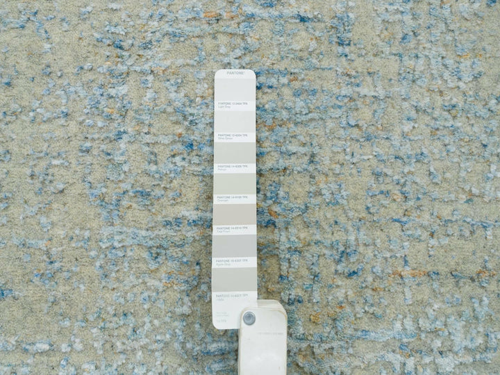 2'6" x 12'0" New Hand Loomed Grey Wool & Silk Runner Oriental Rug - MOA10265193