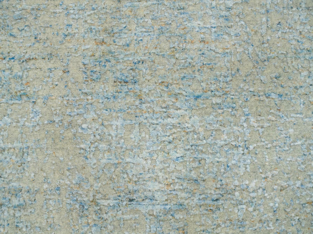 2'6" x 12'0" New Hand Loomed Grey Wool & Silk Runner Oriental Rug - MOA10265193