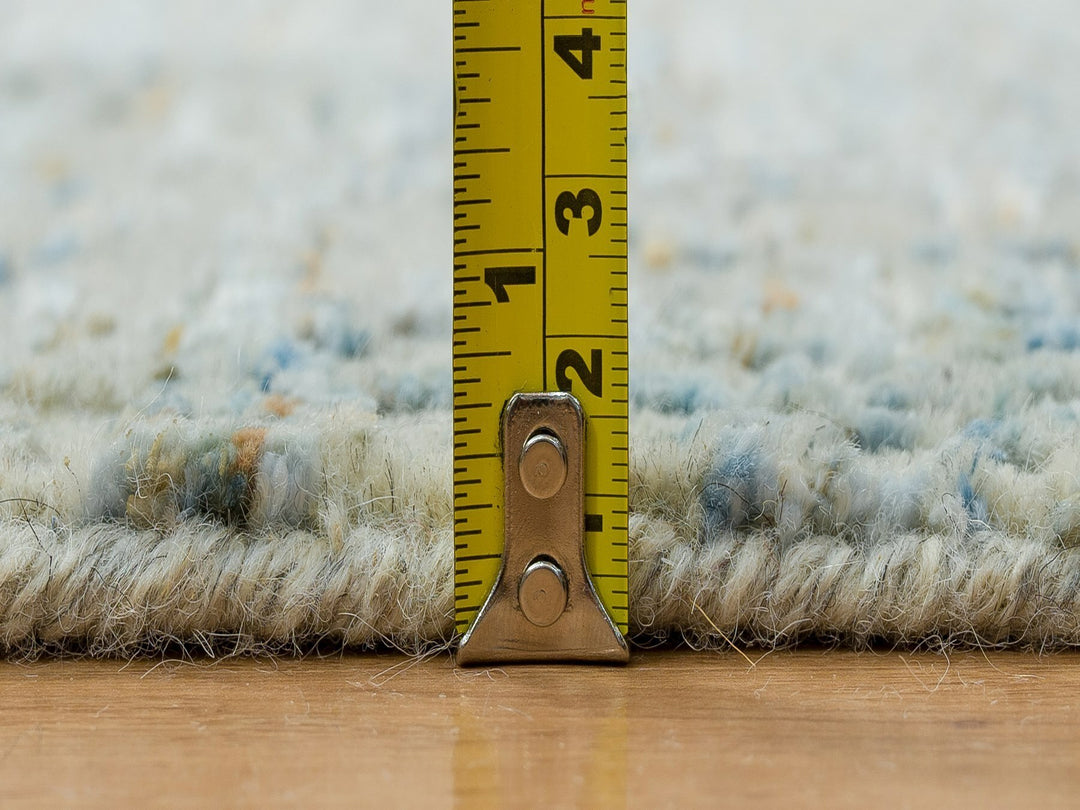 2'6" x 12'0" New Hand Loomed Grey Wool & Silk Runner Oriental Rug - MOA10265193