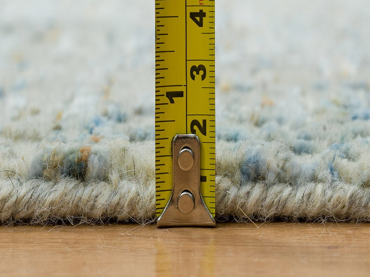 2'6" x 12'0" New Hand Loomed Grey Wool & Silk Runner Oriental Rug - MOA10265193