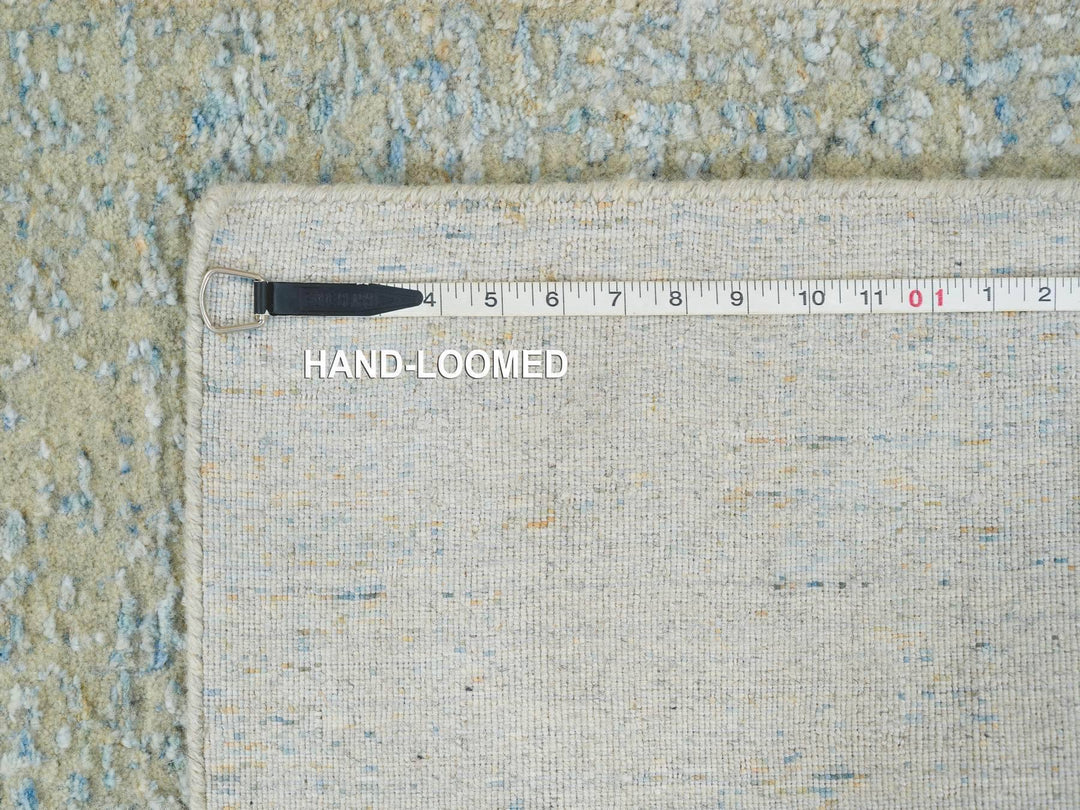 2'6" x 12'0" New Hand Loomed Grey Wool & Silk Runner Oriental Rug - MOA10265193