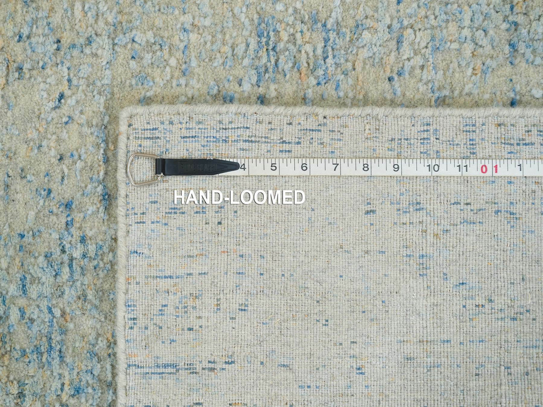 2'6" x 8'0" New Hand Loomed Grey Wool & Silk Runner Oriental Rug - MOA10265194