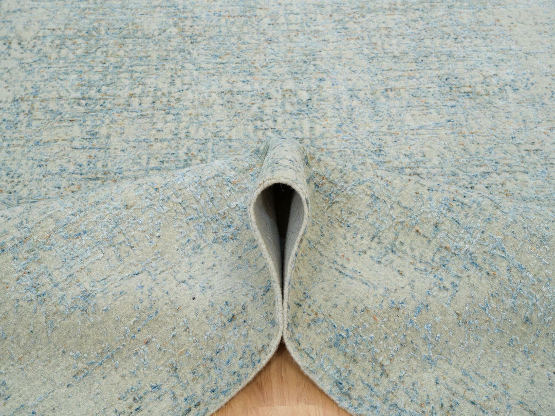 5'10" x 9'0" New Hand Loomed Grey Wool & Silk Rectangle Oriental Rug - MOA10265196