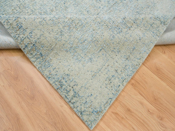 5'10" x 9'0" New Hand Loomed Grey Wool & Silk Rectangle Oriental Rug - MOA10265196