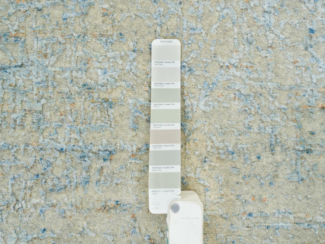 5'10" x 9'0" New Hand Loomed Grey Wool & Silk Rectangle Oriental Rug - MOA10265196