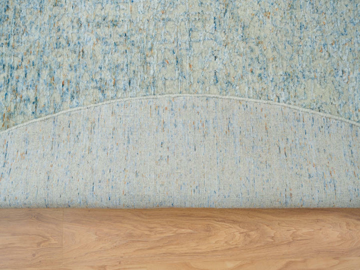 9'10" x 9'10" New Hand Loomed Grey Wool & Silk Round Oriental Rug - MOA10265200