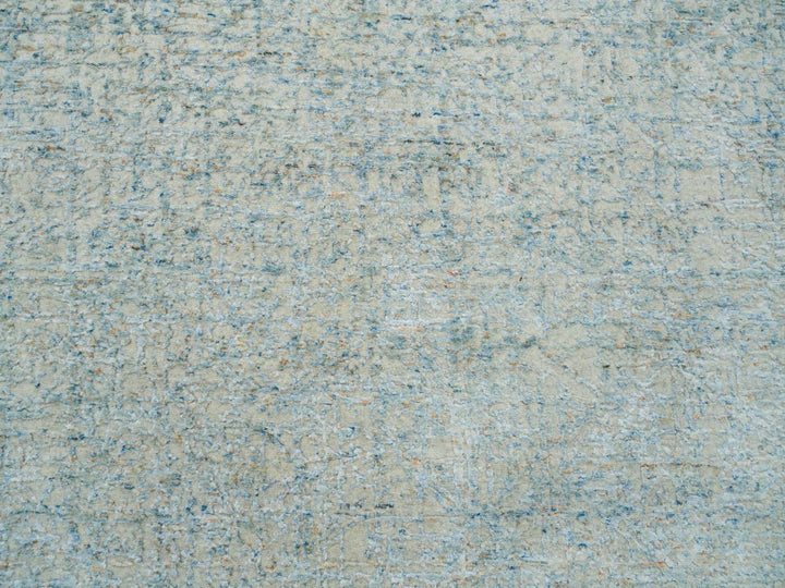 9'10" x 9'10" New Hand Loomed Grey Wool & Silk Round Oriental Rug - MOA10265200