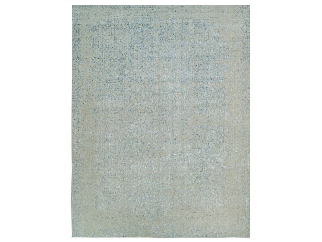 12'0" x 14'9" New Hand Loomed Grey Wool & Silk Rectangle Oriental Rug - MOA10265211