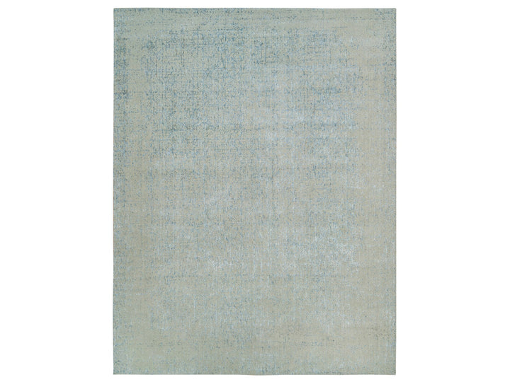 12'0" x 14'9" New Hand Loomed Grey Wool & Silk Rectangle Oriental Rug - MOA10265211