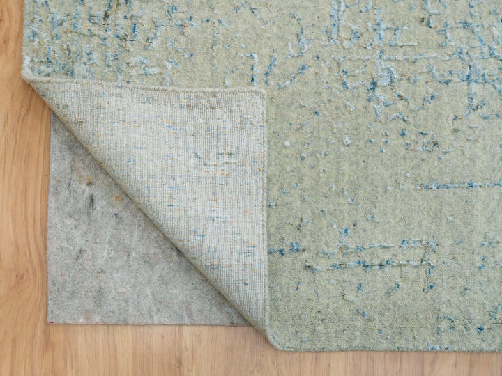 12'0" x 14'9" New Hand Loomed Grey Wool & Silk Rectangle Oriental Rug - MOA10265211