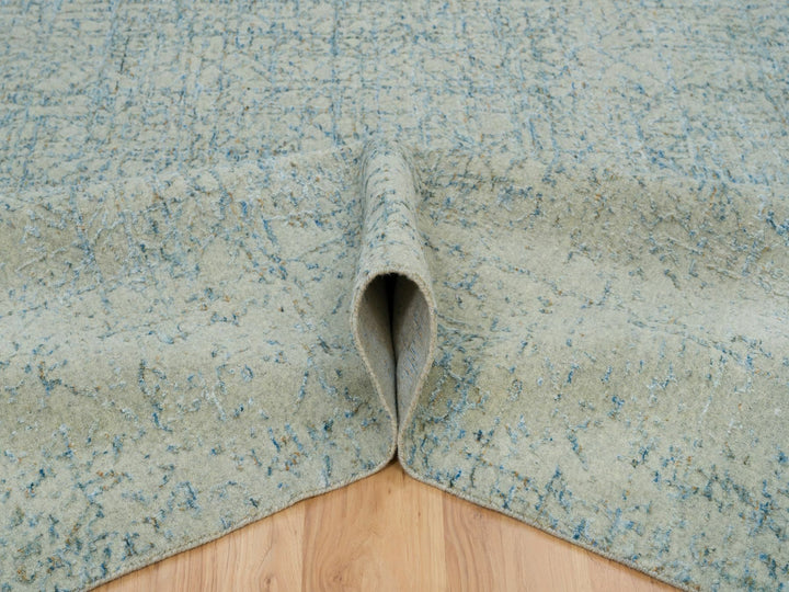 12'0" x 14'9" New Hand Loomed Grey Wool & Silk Rectangle Oriental Rug - MOA10265211