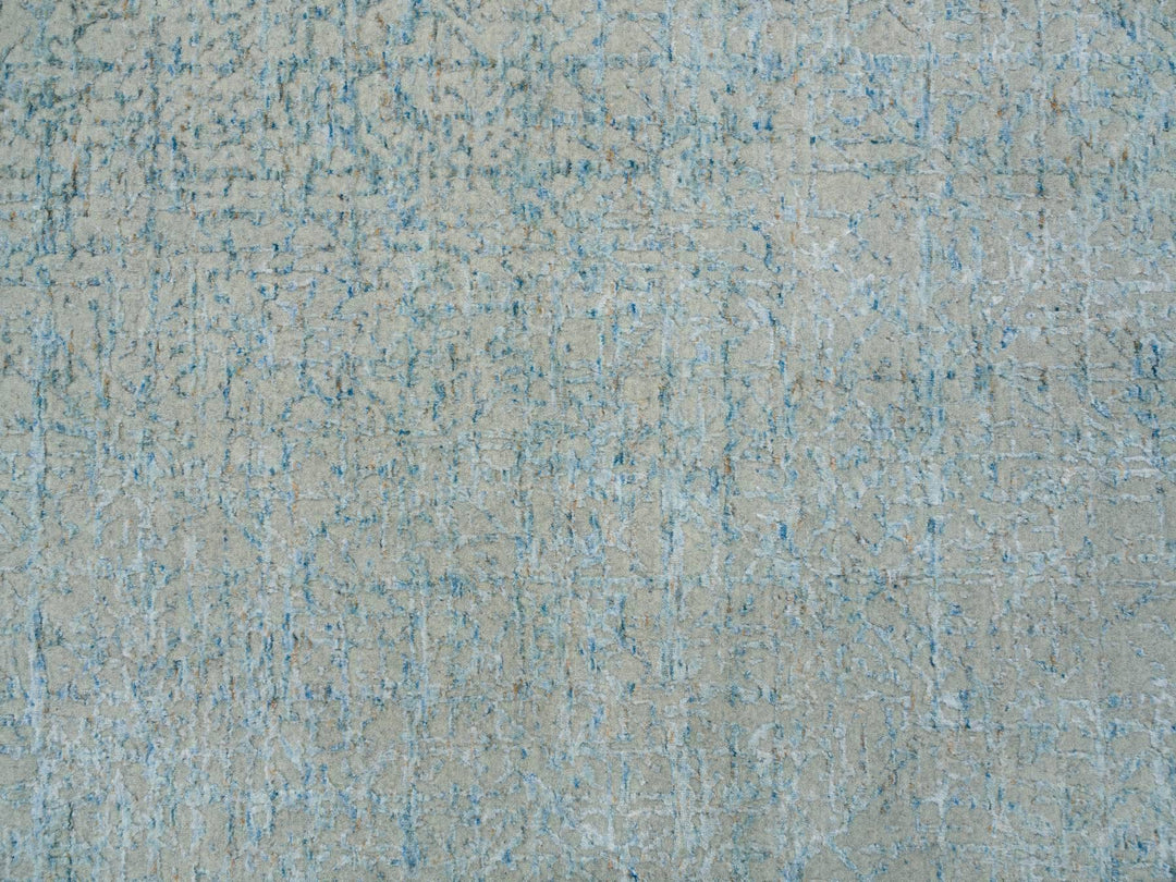 12'0" x 14'9" New Hand Loomed Grey Wool & Silk Rectangle Oriental Rug - MOA10265211