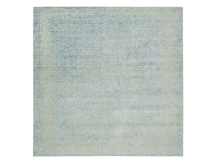 10'0" x 10'0" New Hand Loomed Grey Wool & Silk Square Oriental Rug - MOA10265213