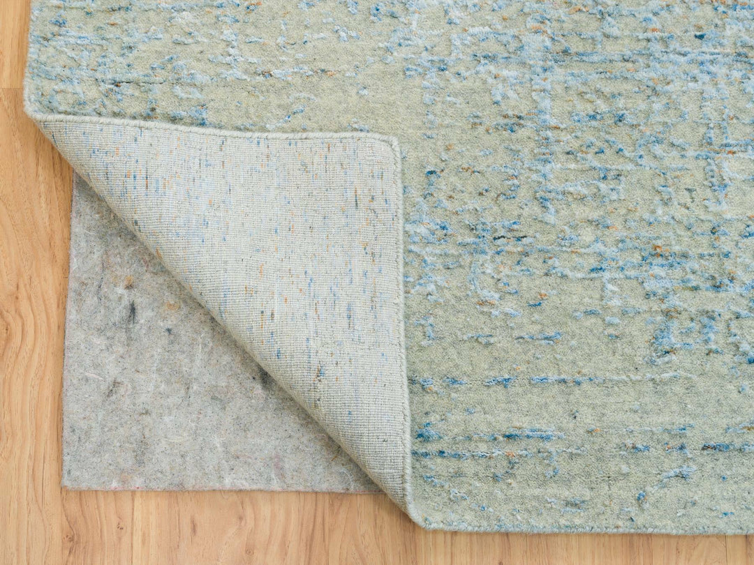 10'0" x 10'0" New Hand Loomed Grey Wool & Silk Square Oriental Rug - MOA10265213