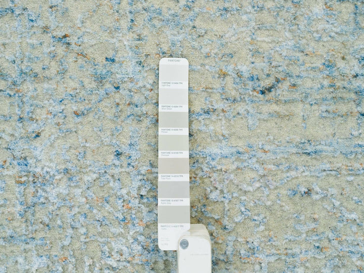 10'0" x 10'0" New Hand Loomed Grey Wool & Silk Square Oriental Rug - MOA10265213