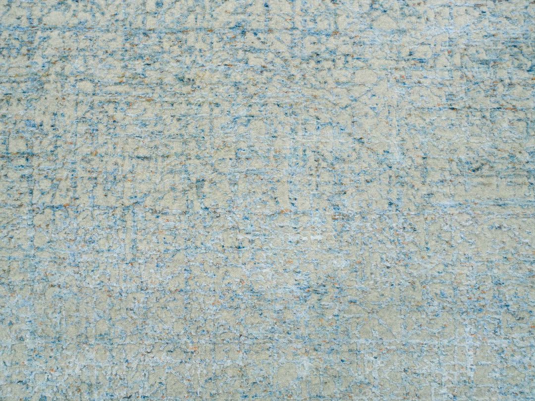 10'0" x 10'0" New Hand Loomed Grey Wool & Silk Square Oriental Rug - MOA10265213