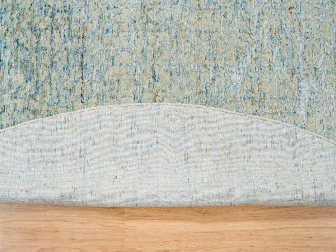 11'10" x 11'10" New Hand Loomed Grey Wool & Silk Round Oriental Rug - MOA10265222