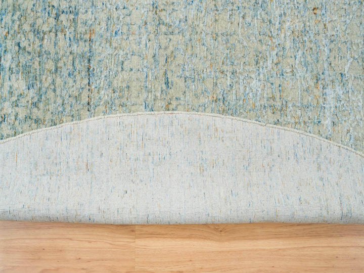 11'10" x 11'10" New Hand Loomed Grey Wool & Silk Round Oriental Rug - MOA10265222