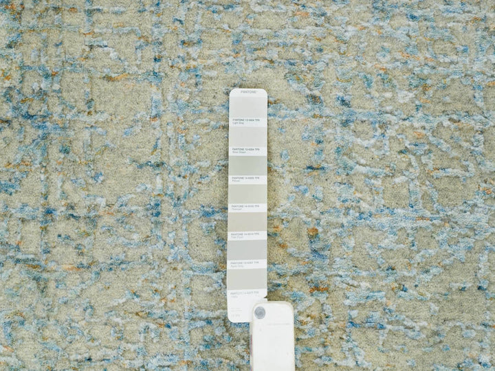 11'10" x 11'10" New Hand Loomed Grey Wool & Silk Round Oriental Rug - MOA10265222