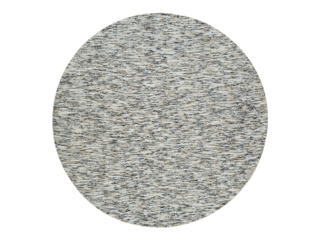 8'0" x 8'0" New Hand Loomed Beige Wool Round Oriental Rug - MOA10265226