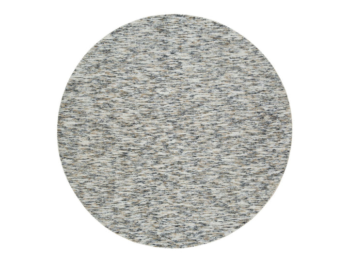 8'0" x 8'0" New Hand Loomed Beige Wool Round Oriental Rug - MOA10265226