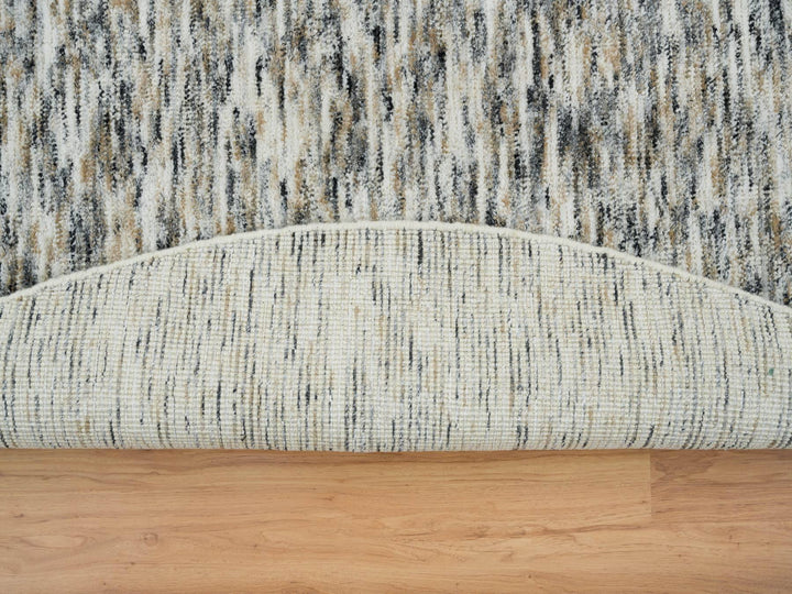 8'0" x 8'0" New Hand Loomed Beige Wool Round Oriental Rug - MOA10265226