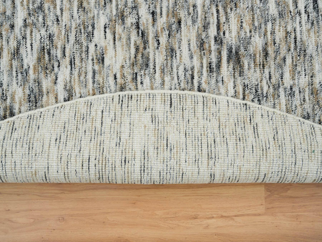 8'0" x 8'0" New Hand Loomed Beige Wool Round Oriental Rug - MOA10265226