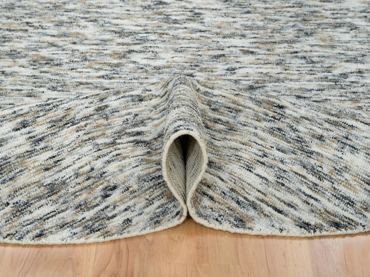 8'0" x 8'0" New Hand Loomed Beige Wool Round Oriental Rug - MOA10265226