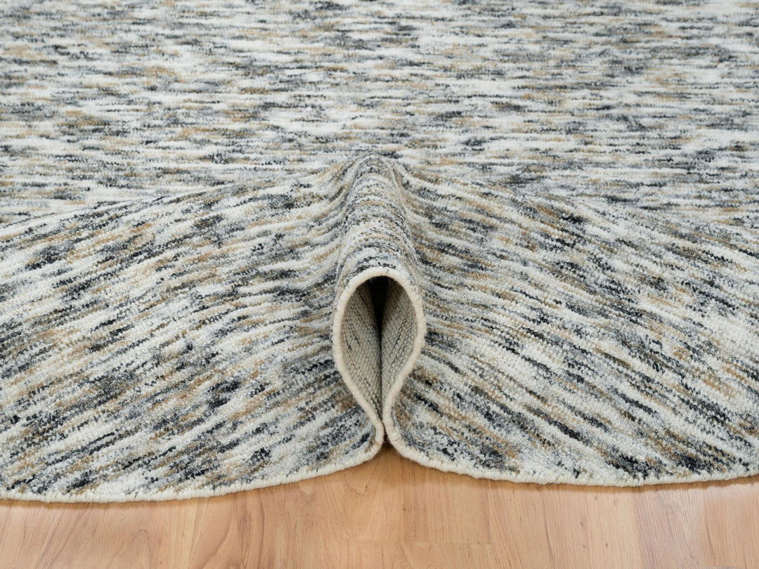 8'0" x 8'0" New Hand Loomed Beige Wool Round Oriental Rug - MOA10265226