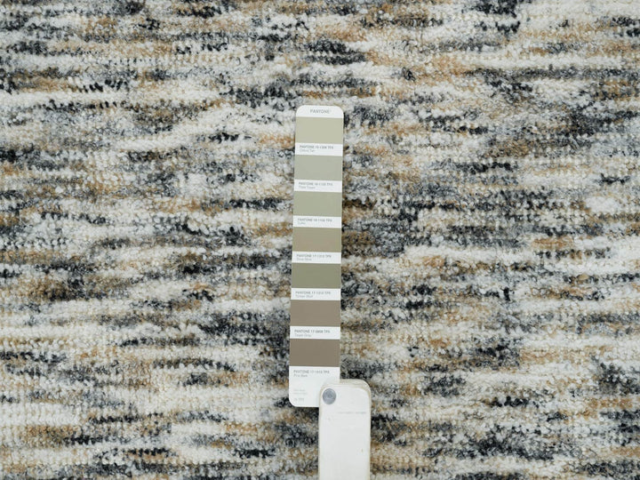 8'0" x 8'0" New Hand Loomed Beige Wool Round Oriental Rug - MOA10265226