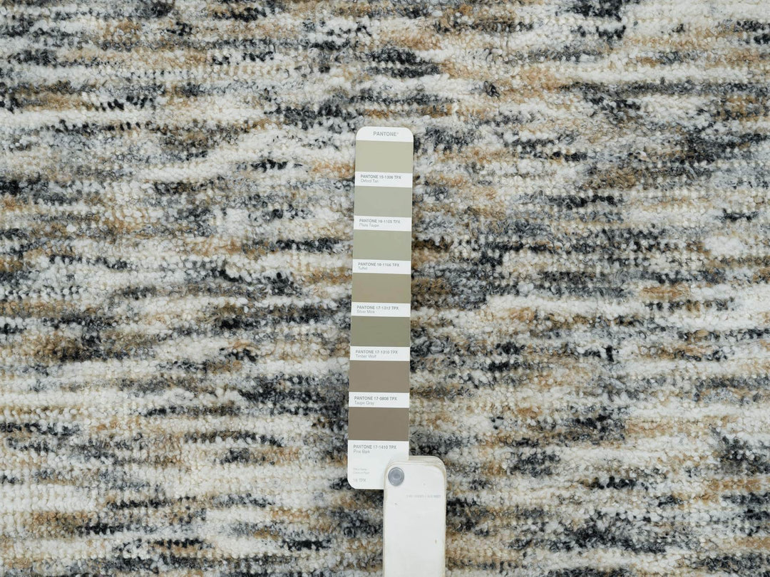 8'0" x 8'0" New Hand Loomed Beige Wool Round Oriental Rug - MOA10265226