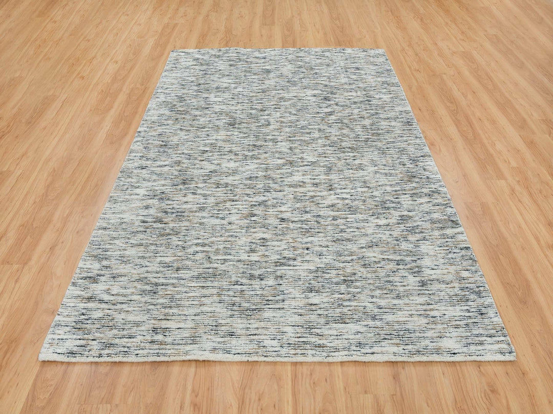 6'3" x 9'1" New Hand Loomed Beige Wool Rectangle Oriental Rug - MOA10265227