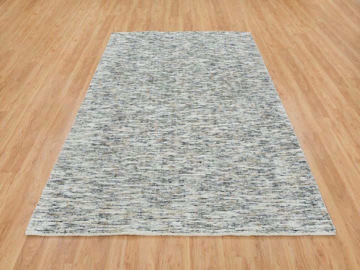 6'3" x 9'1" New Hand Loomed Beige Wool Rectangle Oriental Rug - MOA10265227