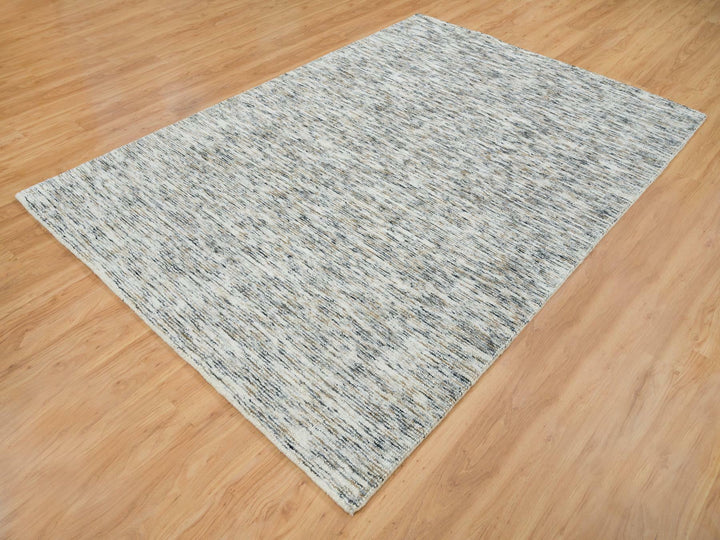 6'3" x 9'1" New Hand Loomed Beige Wool Rectangle Oriental Rug - MOA10265227