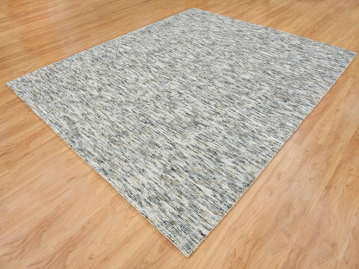 8'3" x 10'0" New Hand Loomed Beige Wool Rectangle Oriental Rug - MOA10265233