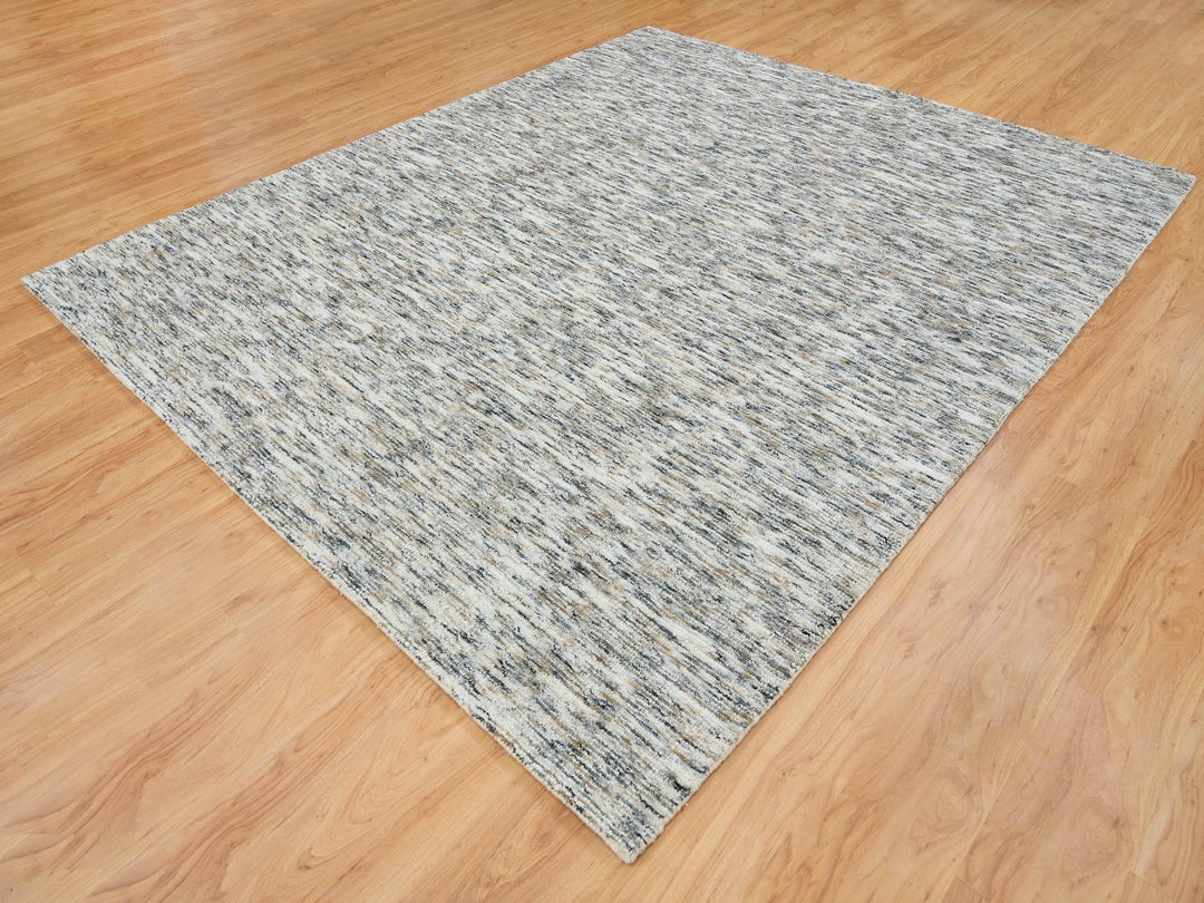 8'2" x 10'0" New Hand Loomed Beige Wool Rectangle Oriental Rug - MOA10265234