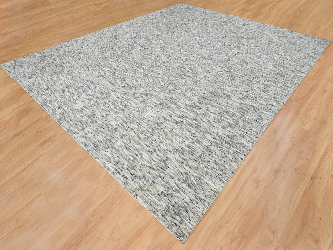 12'2" x 15'0" New Hand Loomed Beige Wool Rectangle Oriental Rug - MOA10265236