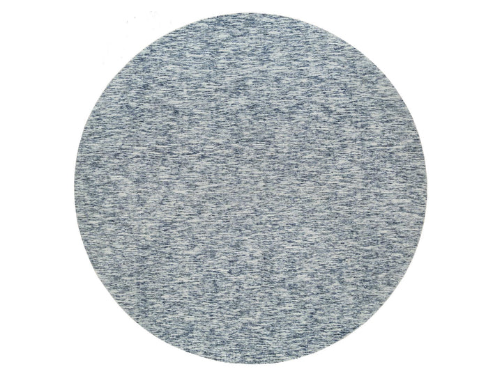 12'0" x 12'0" New Hand Loomed Blue Wool Round Oriental Rug - MOA10265239