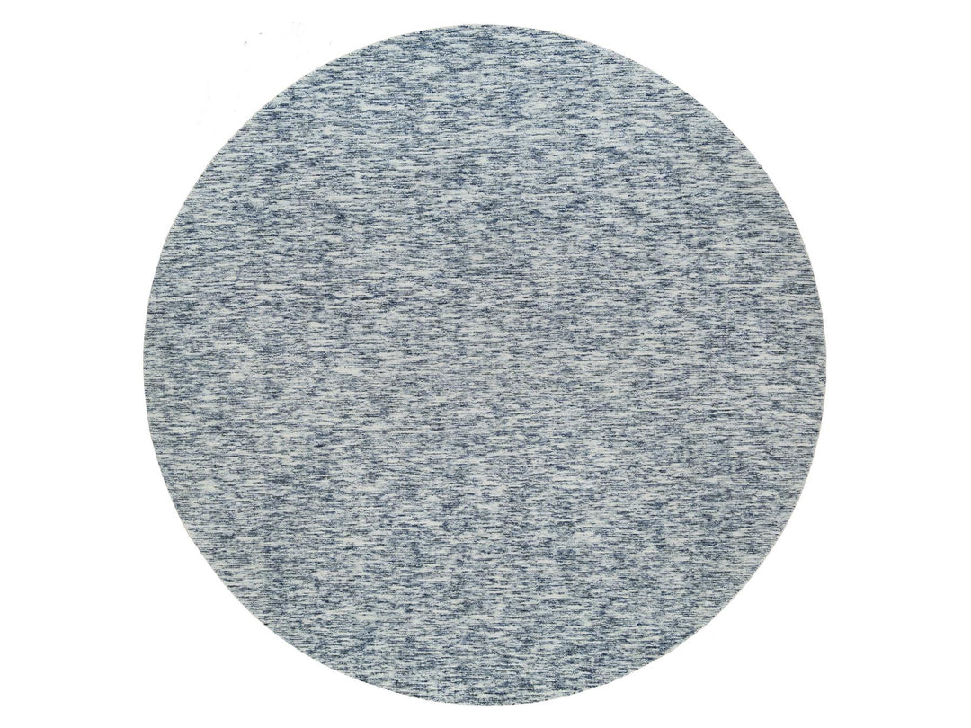 12'0" x 12'0" New Hand Loomed Blue Wool Round Oriental Rug - MOA10265239