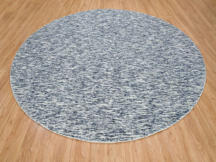 12'0" x 12'0" New Hand Loomed Blue Wool Round Oriental Rug - MOA10265239