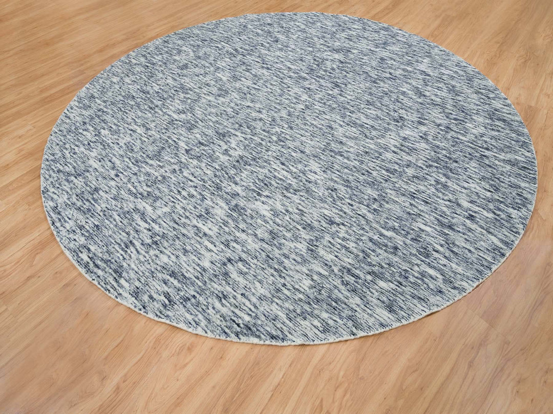 12'0" x 12'0" New Hand Loomed Blue Wool Round Oriental Rug - MOA10265239