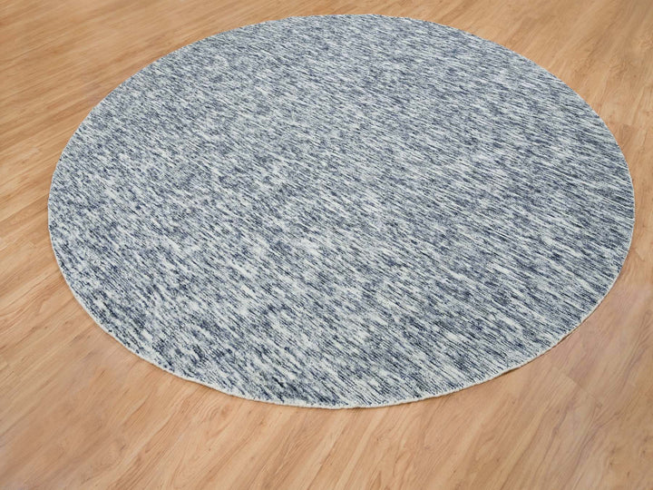 12'0" x 12'0" New Hand Loomed Blue Wool Round Oriental Rug - MOA10265239