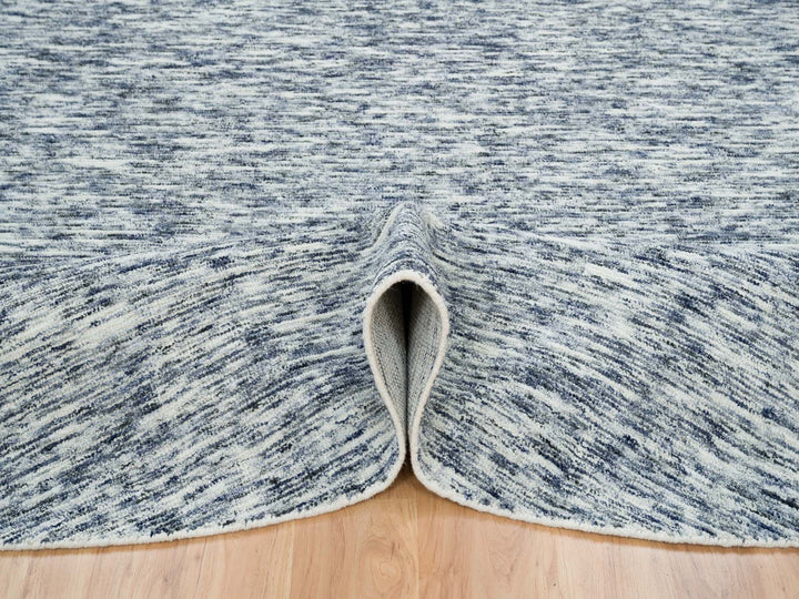 12'0" x 12'0" New Hand Loomed Blue Wool Round Oriental Rug - MOA10265239