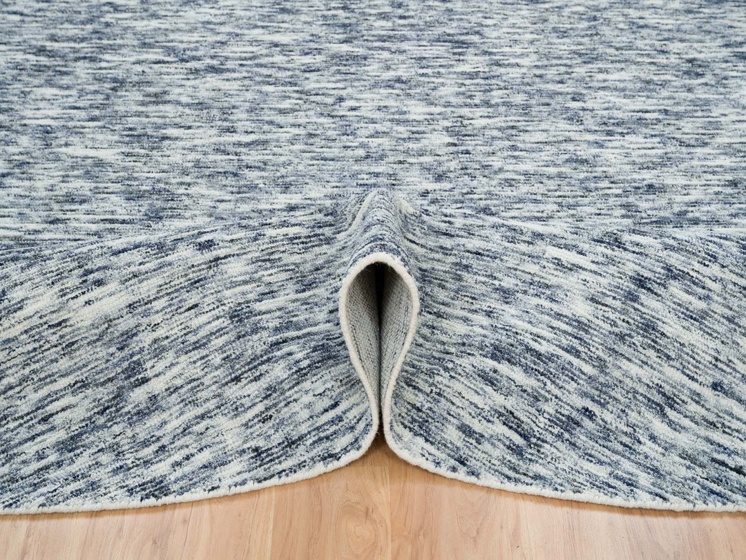 12'0" x 12'0" New Hand Loomed Blue Wool Round Oriental Rug - MOA10265239