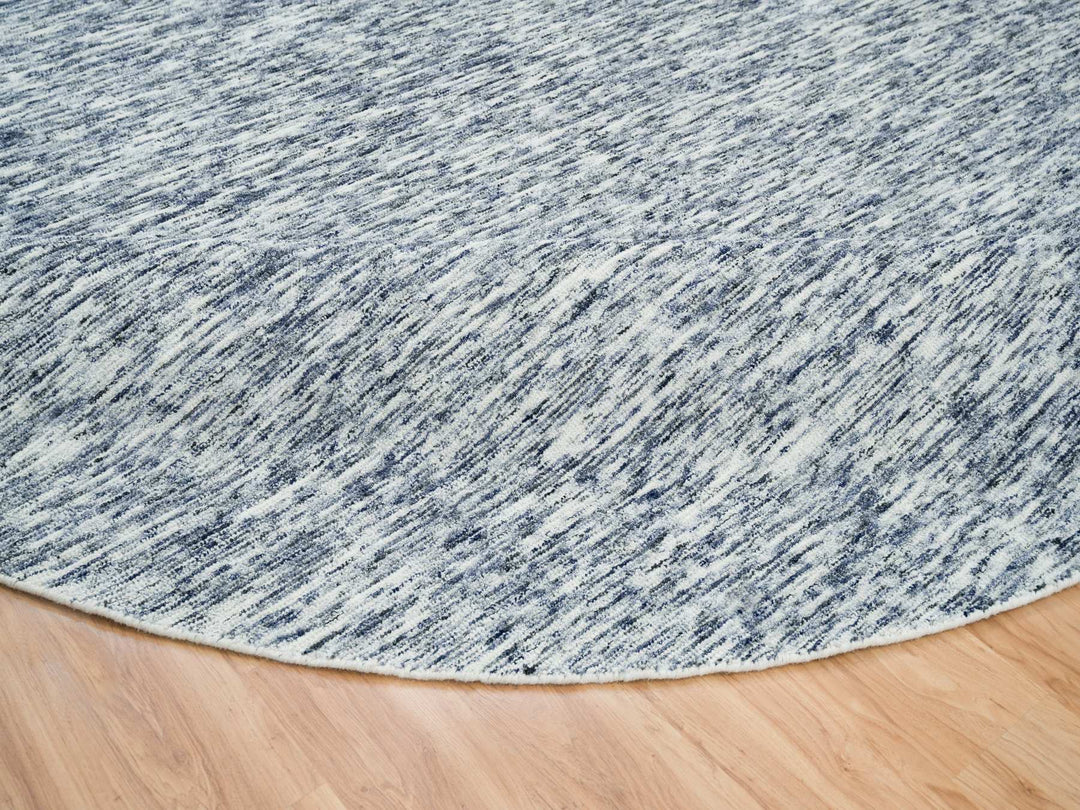 12'0" x 12'0" New Hand Loomed Blue Wool Round Oriental Rug - MOA10265239