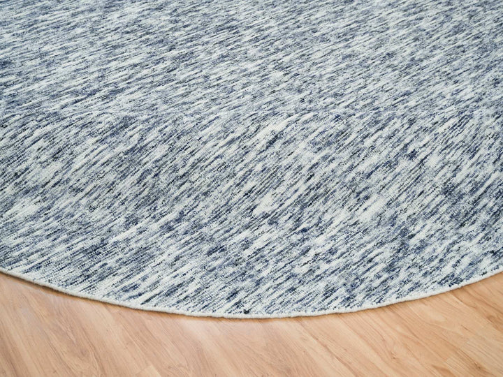 12'0" x 12'0" New Hand Loomed Blue Wool Round Oriental Rug - MOA10265239