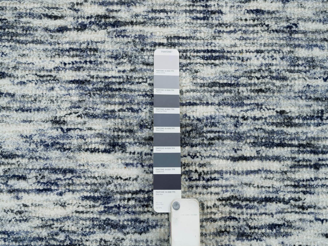 12'0" x 12'0" New Hand Loomed Blue Wool Round Oriental Rug - MOA10265239