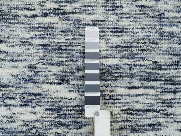 12'0" x 12'0" New Hand Loomed Blue Wool Round Oriental Rug - MOA10265239