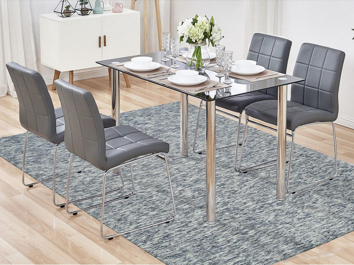 8'1" x 10'0" New Hand Loomed Blue Wool Rectangle Oriental Rug - MOA10265241